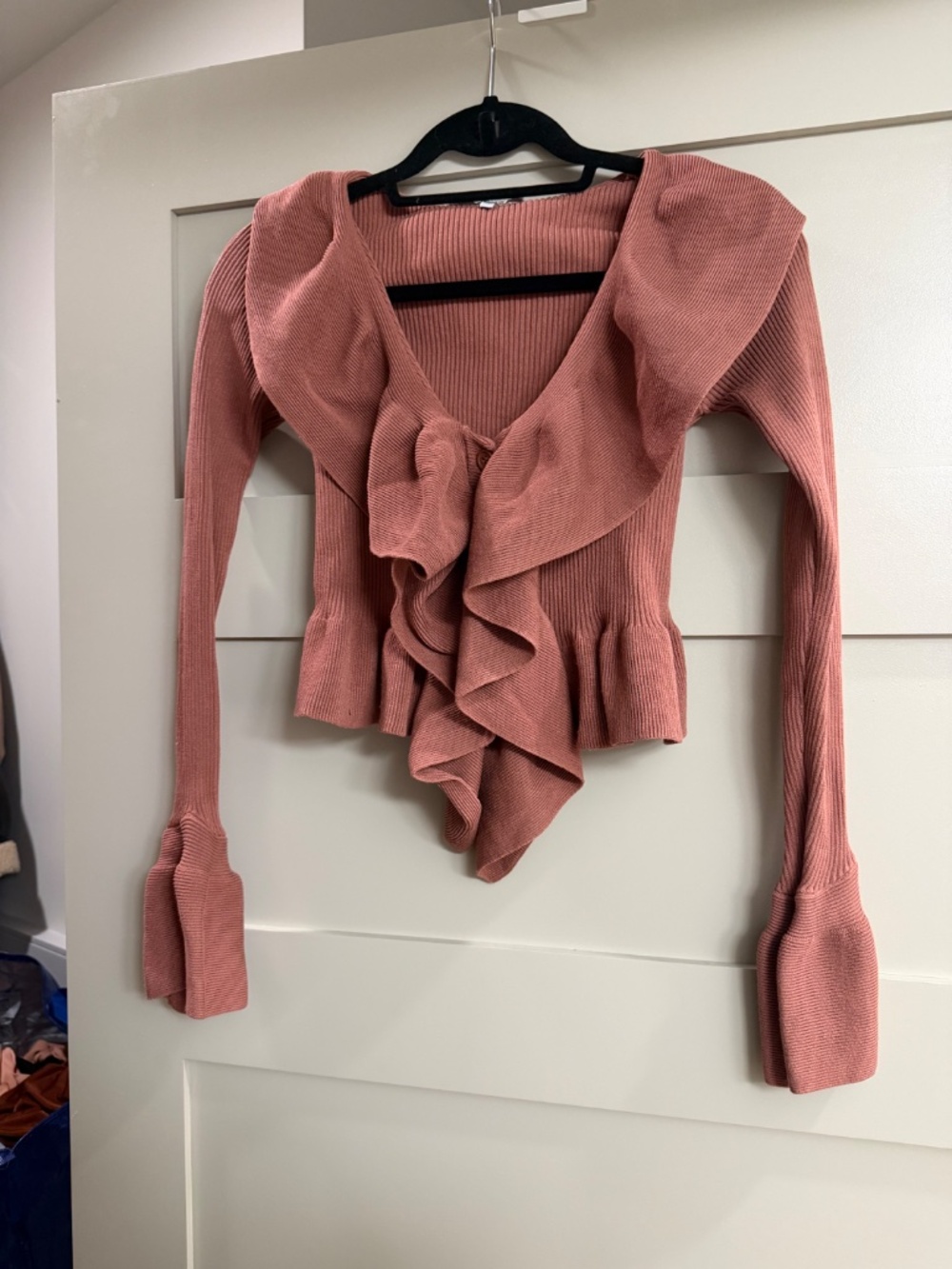 Taupe Ruffled Blouse - Picture 2 of 2